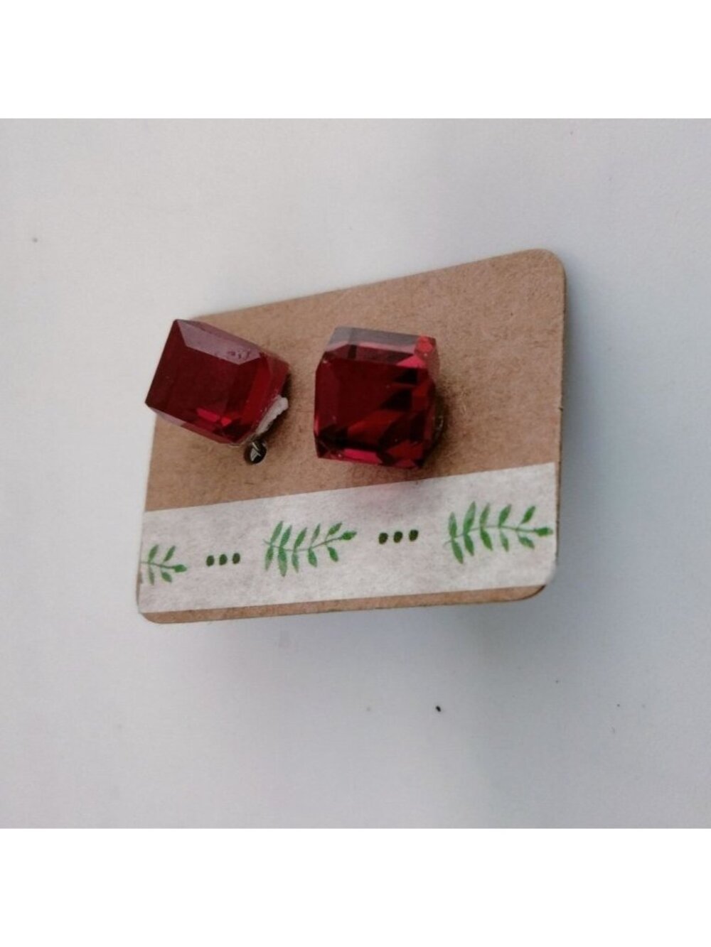 Red Cube Earrings Acrylic Cubist Modern Minimilist